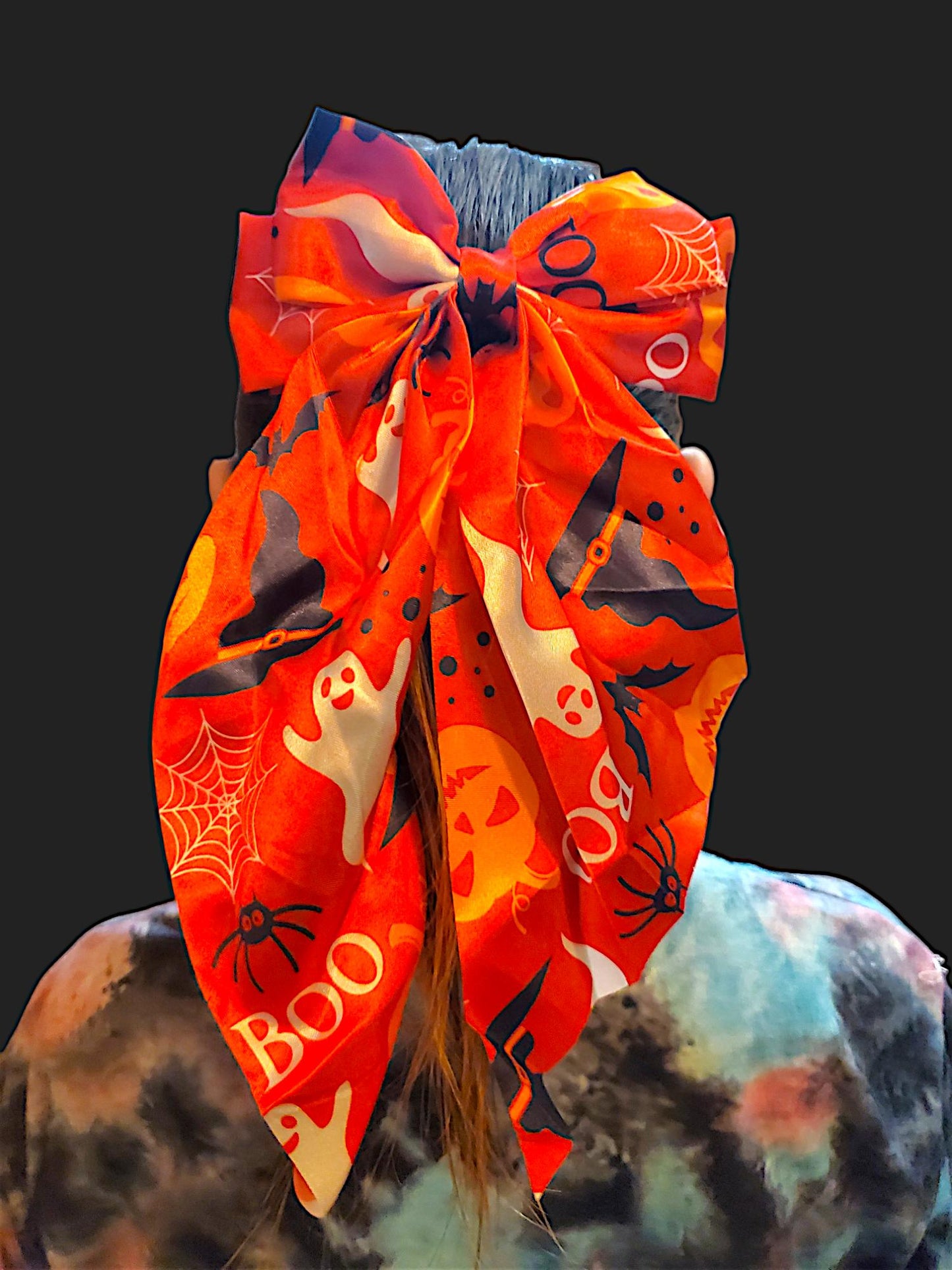 Vintage-Style Silky Halloween Trailing Bow Barrettes